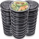 10 X Round Plastic Meal Prep Containers - Reusable BPA Free Food Containers with Airtight Lids