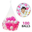 100 balls 6cm Soft Balls - White/Pink