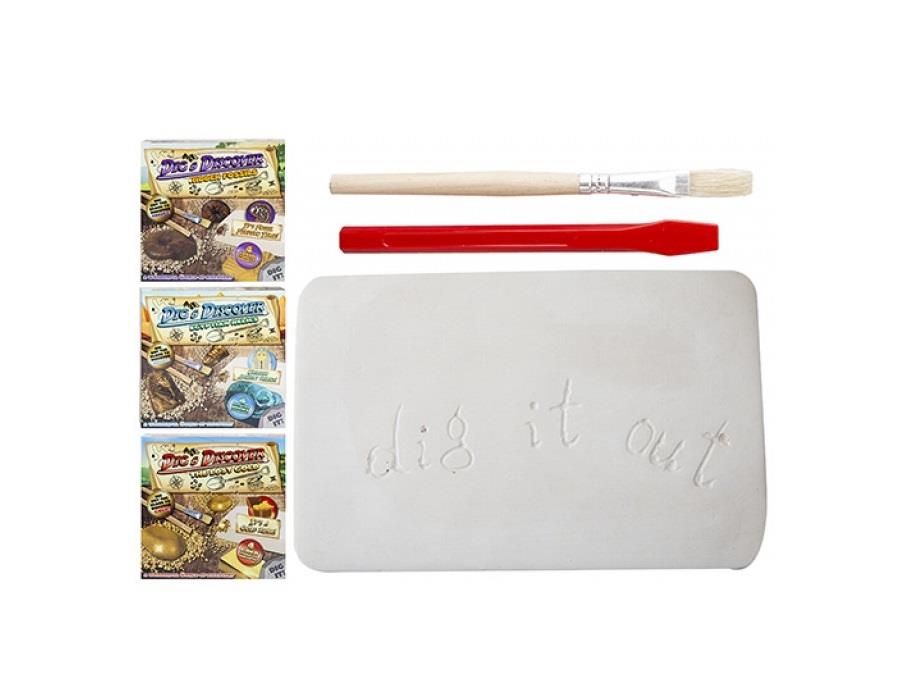 1 X GIANT DIG AND DISCOVER SET 3  Assortment: Golden Nuggets, Fossils, Egyptian