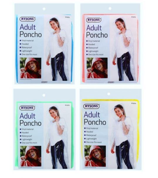 1 X RANDOM COLOUR ADULT PONCHO
