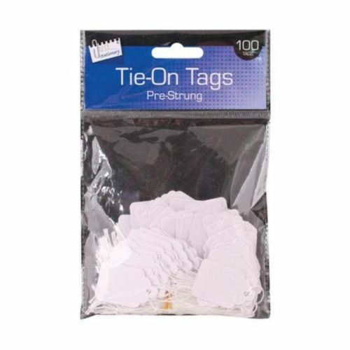 100 Pre Strung White Tags 25x39mm