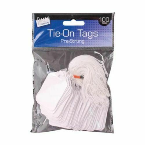 100 Pre Strung White Tags 36x53mm