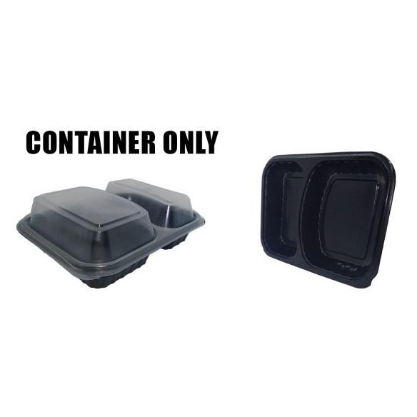 100pc Pp 2 Section Black Burger Boxes 17G - CONTAINER ONLY