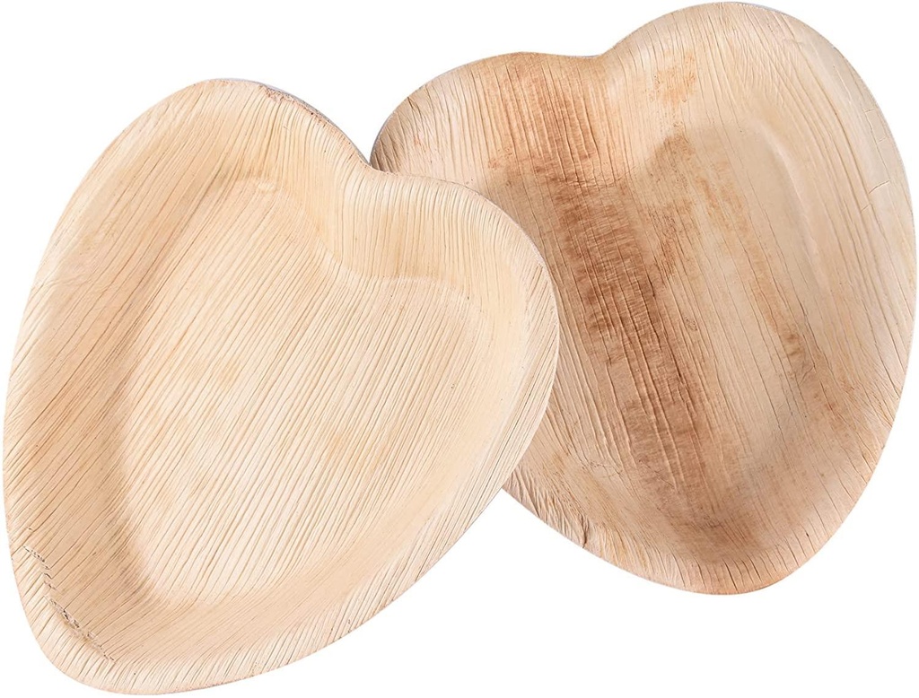 100 pcs    7'' Palm Leaf Plate heart shape - 100 pcs