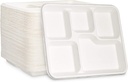 100 X BAGASSE 5 Compartment FOOD PLAT TRAY - 27 X 22CM
