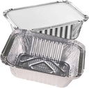 100 X Aluminum Silver Foil Food Trays Container With Lids For Meal Prep (No.2)