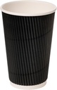 100 X 16OZ BLACK RIPPLE WALL PAPER CUP DISPOSABLE KRAFT 3 PLY