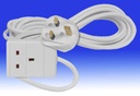 1 Gang 3 M Extension Lead Power Socket  Lead White 13 AMP